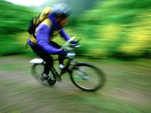 High Angle View of a Person Racing on a Bike