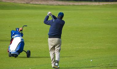 A Golf Player in Action on Brittany Golf Course