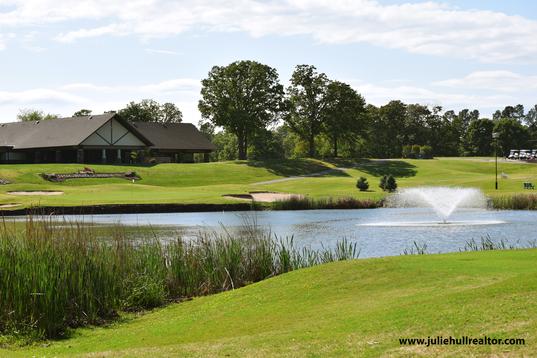 Golf Shop and Huts, Fountain and Trees