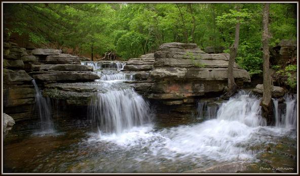 Streams of Water, Rock Formations and Trees