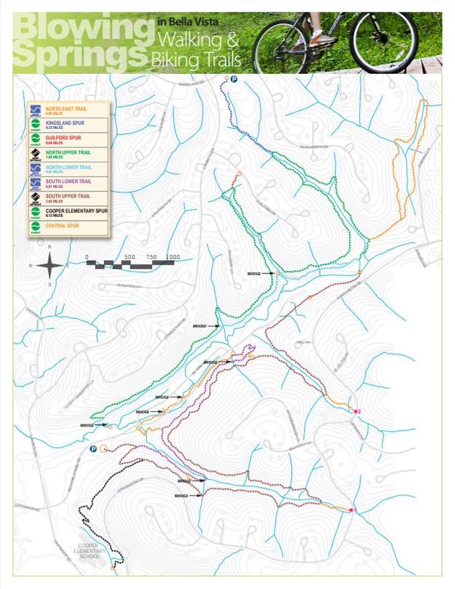 Map of Blowing Springs Hiking Trails and Biking Trails