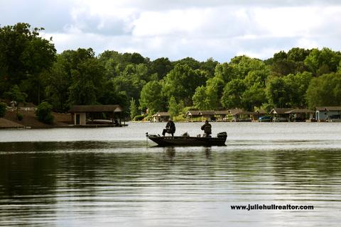 Two People on Boat, Fishing