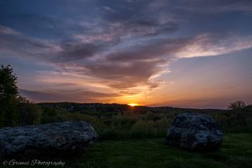 Sunrays, Clouds, Rocks in Grassland